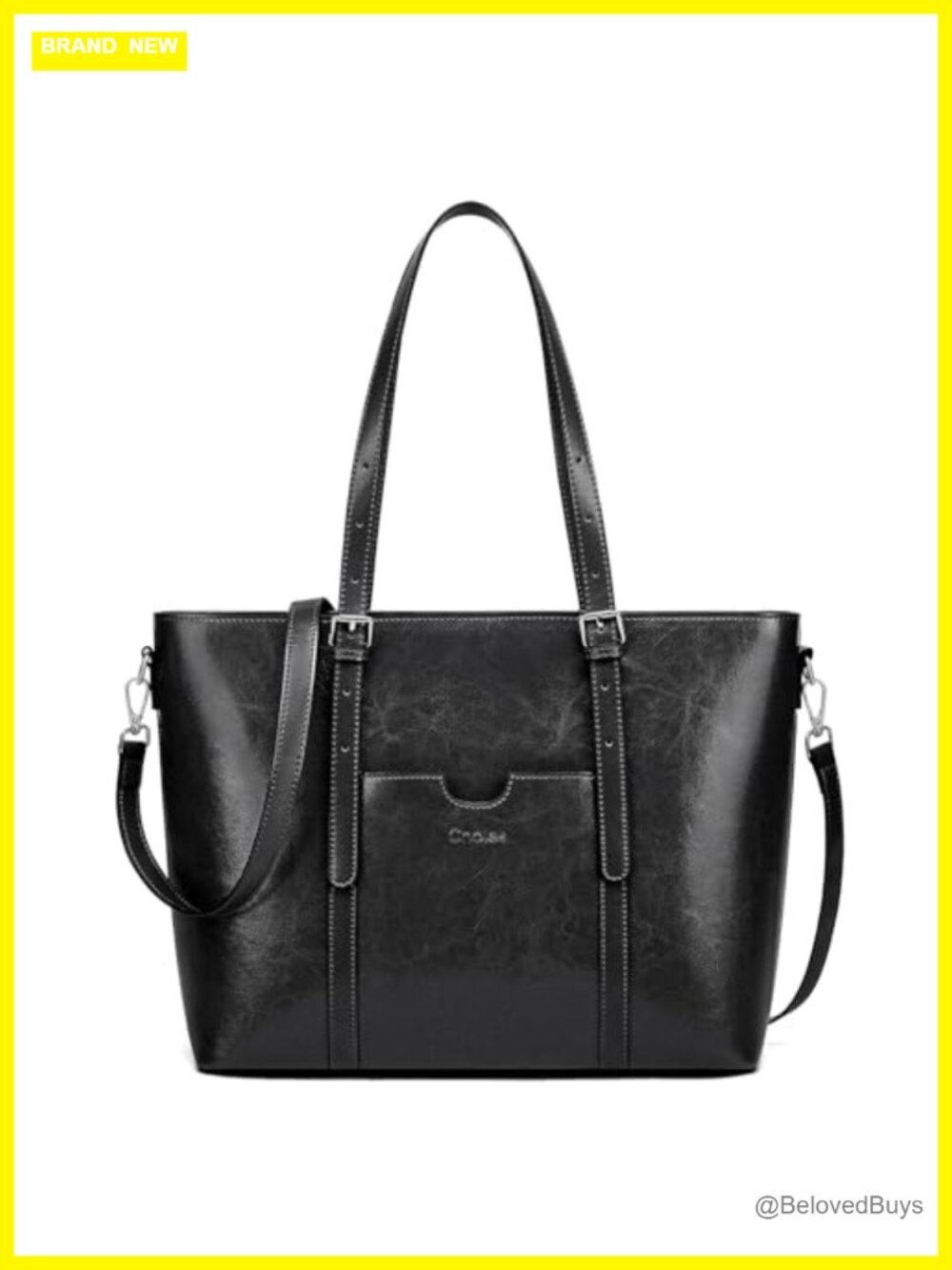 Genuine Cow Leather Satchel Handbag Laptop Tote Crossbody Purse